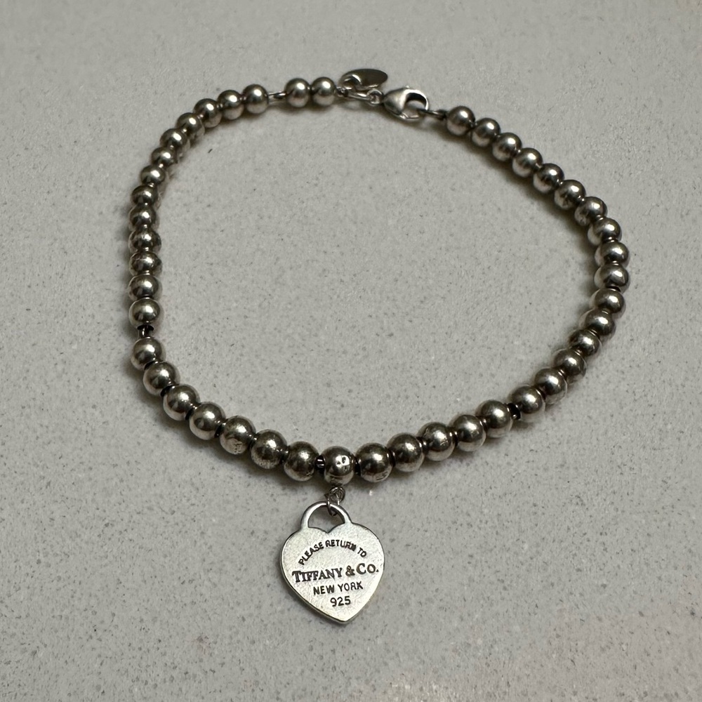 Tiffany Blue Heart Tag Bead Bracelet